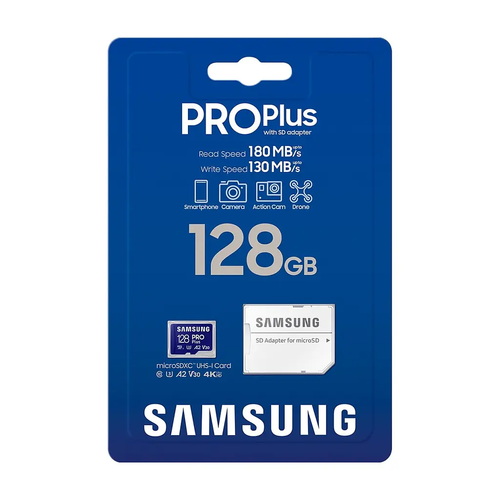 Карта пам'яті Samsung 128 GB microSDXC Pro Plus UHS-I U3 V30 A2 Class 10 + SD-adapter (MB-MD128SA/EU) - фото 3