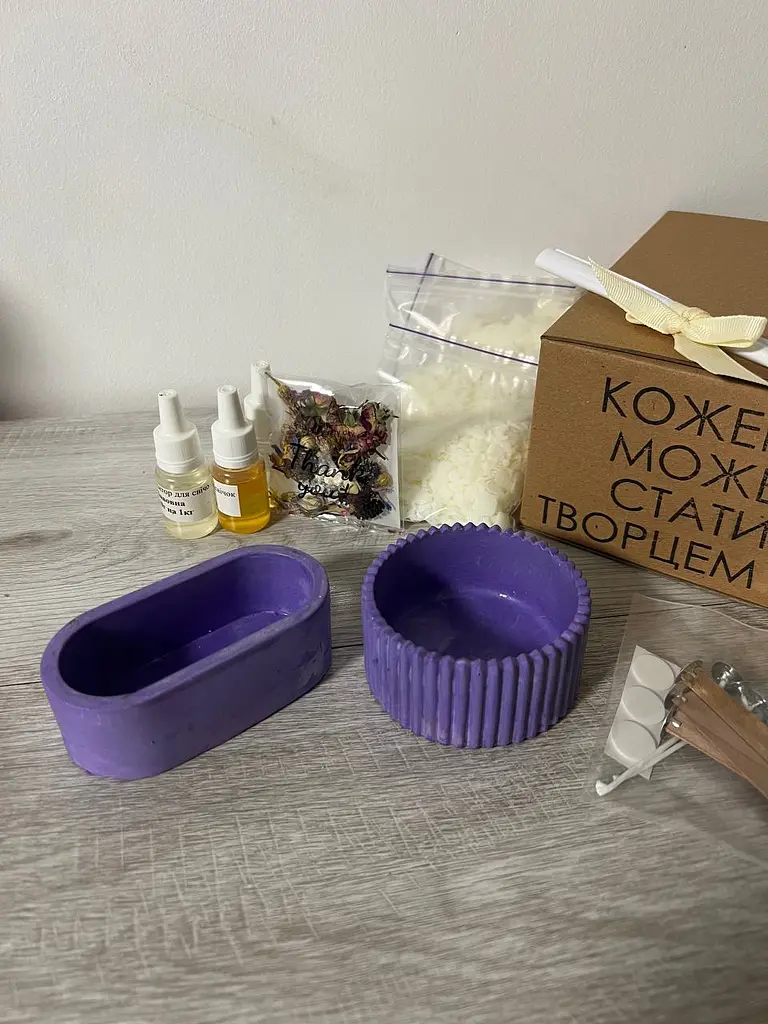 Подарунковий набір для створеня 2х свічок фіолетовий - фото 2