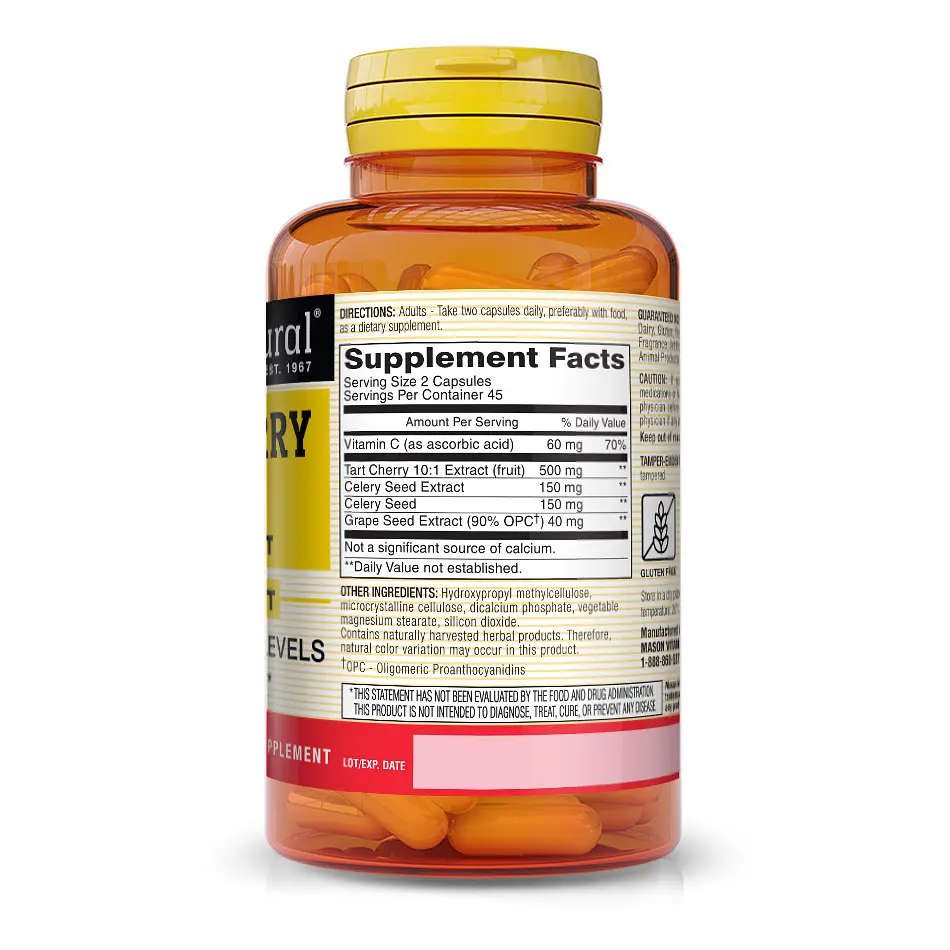 Натуральная добавка Mason Natural Tart Cherry 500 mg 10:1 Extract, 90 вегакапсул - фото 2