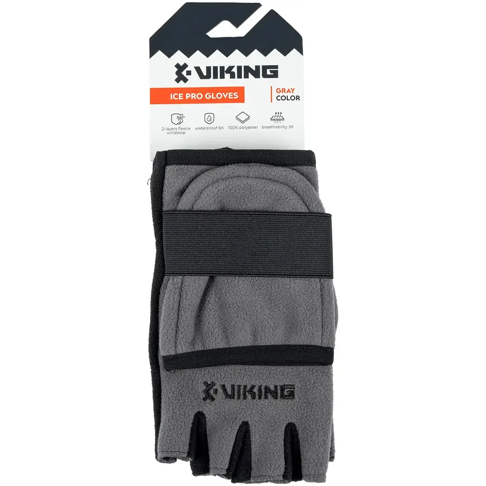 Перчатки Viking Fishing Ice Pro Gloves M (fleece) 5 cut finger+cover Grey-graphite - фото 3