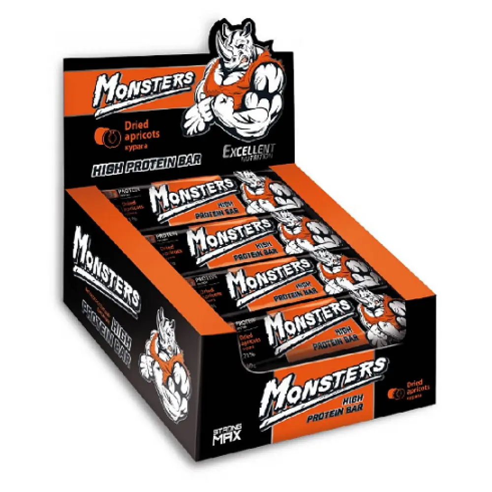 Протеїнові батончики Strong Max — 80 г x 20 шт Dried Apricots