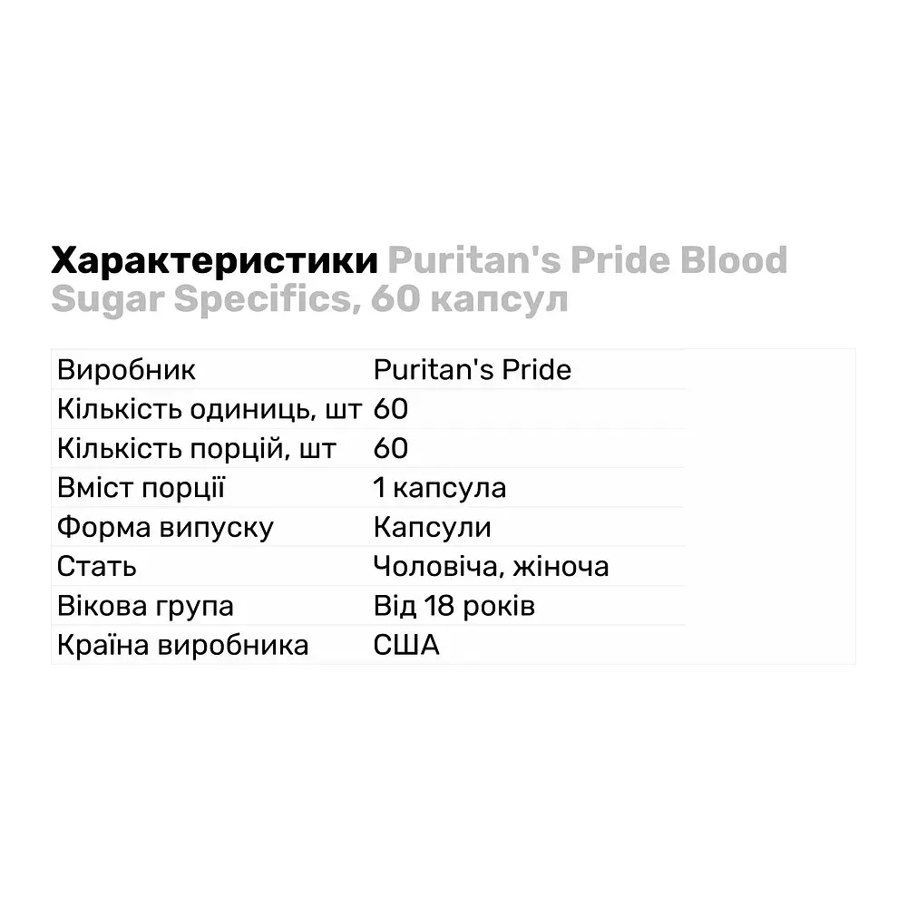 Натуральная добавка Puritan's Pride Blood Sugar Specifics, 60 капсул - фото 2