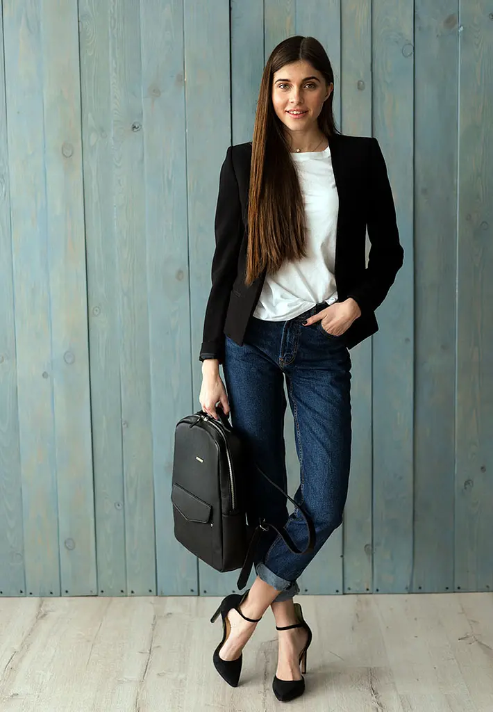 Шкіряний жіночий міський рюкзак на блискавці Cooper чорний - фото 7