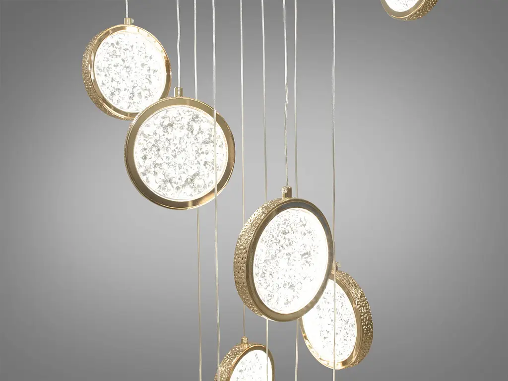 Люстра стельова LED Diasha 3005/18G 120W, 6600 лм, золото, для залу, коридору, вітальні - фото 3
