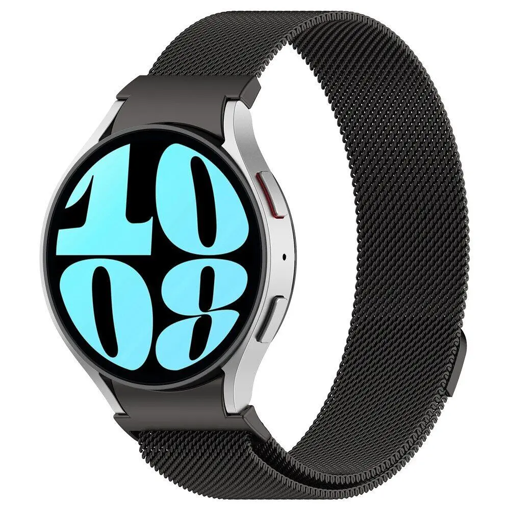 Ремінець для Samsung Galaxy Watch 5 44mm - чорний ширина кріплення 20мм металевий Watchbands Milanese Button (W42-6WB83675580) - фото 2