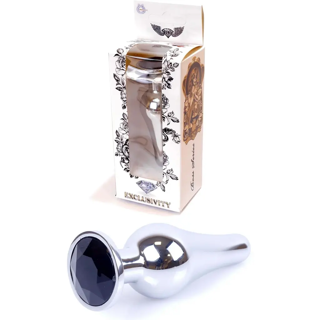 Анальна пробка Boss Of Toys Boss Series - Jewellery Silver Butt Plug Black, BS6400074, Срібний / Чорний - фото 3