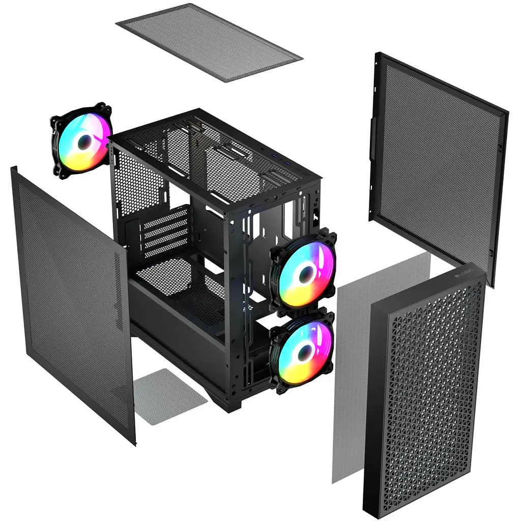 Корпус LogicConcept DART PRO ARGB MINI BLACK MESH fans 3x120 мм без БЖ mATX (AM-DART-PRO-ARGB-10) - фото 2