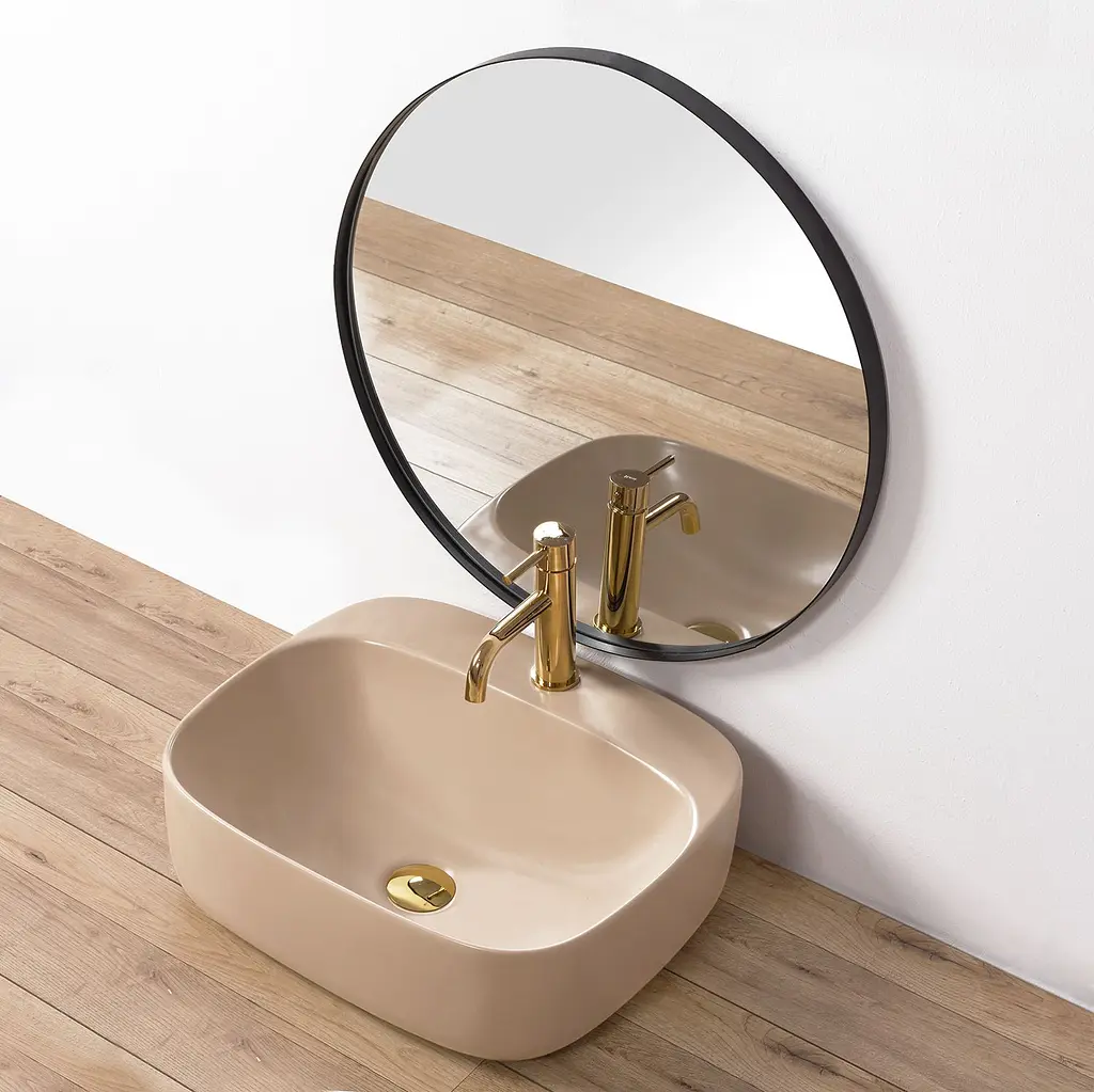 Умивальник Rea Luiza 50 beige mat накладний REA-U9609 - фото 4
