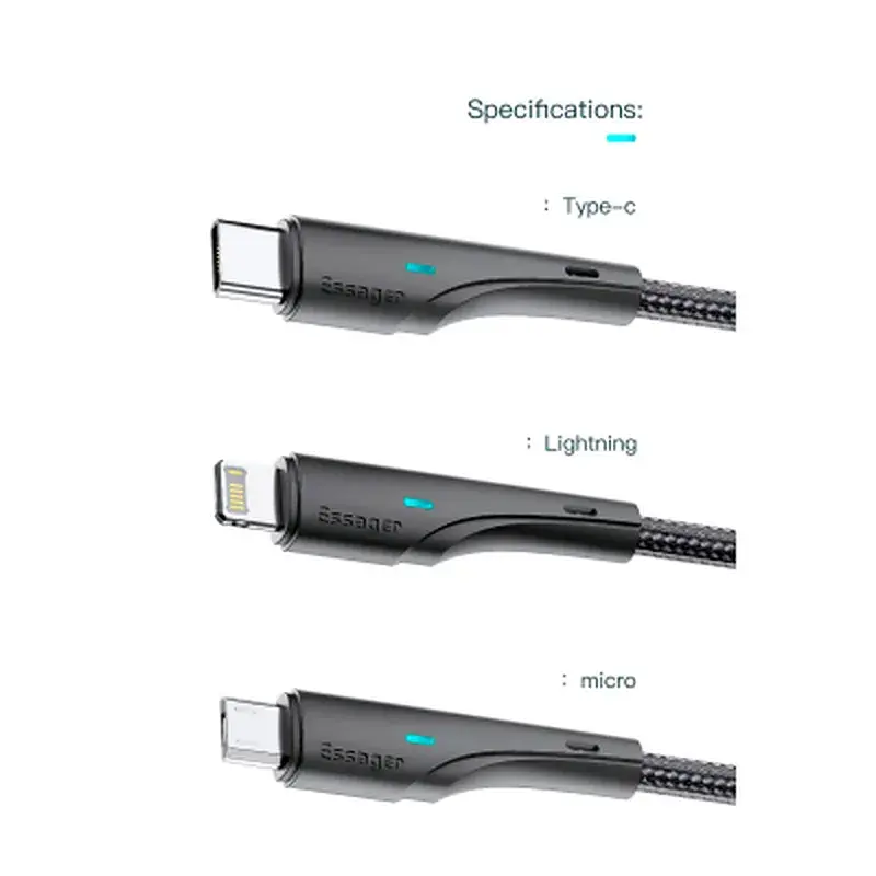 Дата кабель USB 2.0 AM to Lightning 1.0m 2.4A black Essager (EXCL-LS01) - фото 12