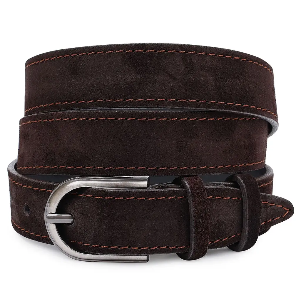 Практичний замшевий ремінь 20800 Vintage темно-коричневий 127 см