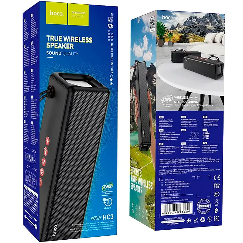 Бездротова Bluetooth-колонка з функцією TWS Hoco HC3 Black - фото 5