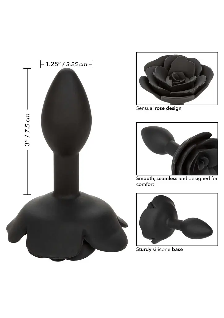 Анальна пробка Calexotics Rose Anal Plug Small, 7.5 см (чорний) - фото 8