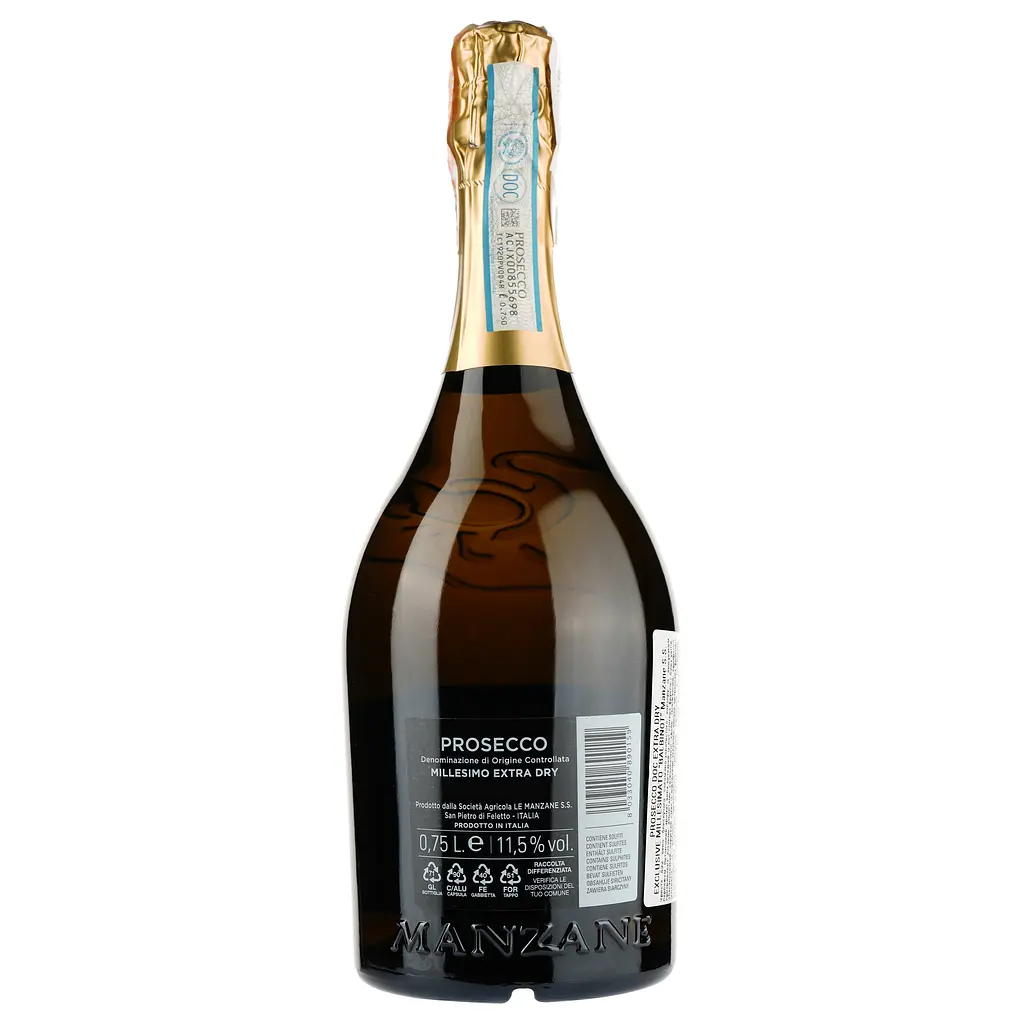 Игристое вино Le Manzane Prosecco Balbinot еxclusive extra dry, белое, экстра сухое, 11,5%, 0,75 л - фото 2
