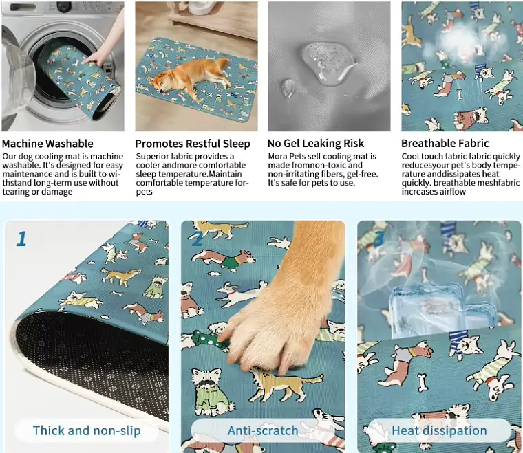 Літня охолодна підстилка для собак Derby Ice Silk Summer Pet Cooling Mat Dog Pattern - Grey 85х120 см - фото 2