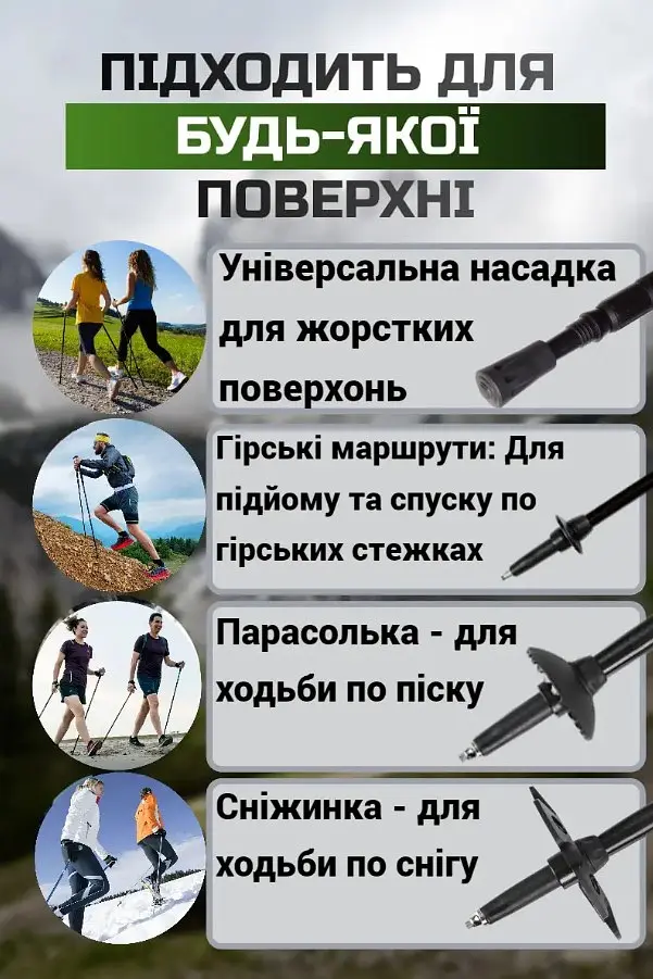 Трекинговые палки PowerPlay 9109 Fika Black/Red 60-135 см (пара) + 2-и пары сапог + чехол (PP_9109_Fika_Bl/Red) - фото 7