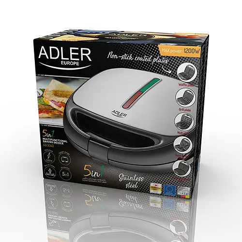 Мультимейкер 5 в 1 Adler AD 3040 (вафельниця — сендвічниця — гриль — тостер — горіхомелка) - фото 9