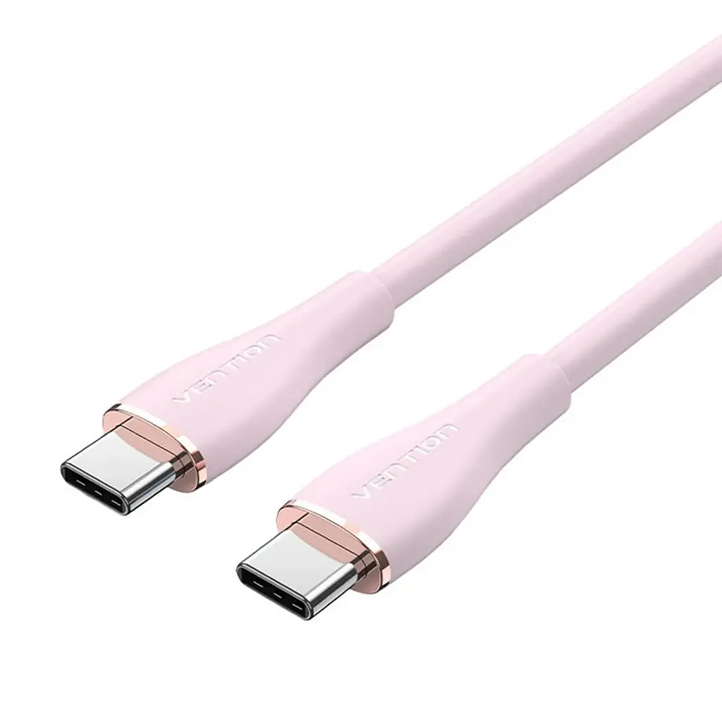Кабель Vention USB 2.0 C Male to C Male 5A Cable 1 мpink Silicone Type (TAWPF) - фото 2