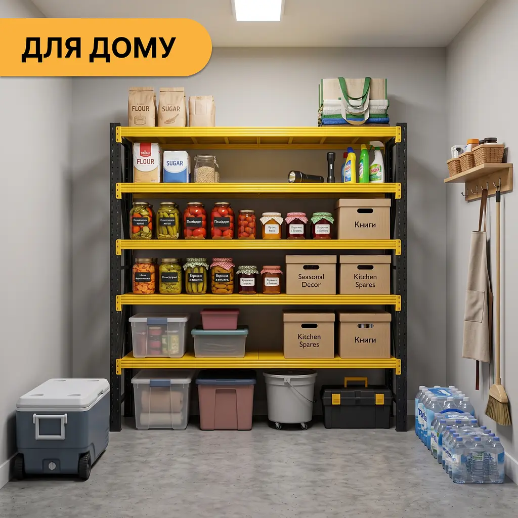 Металевий стелаж LEOBRO Premium Pro 200 х 200 х 50 см, 300кг/полиця, 5 полиць (LB-R132) - фото 7
