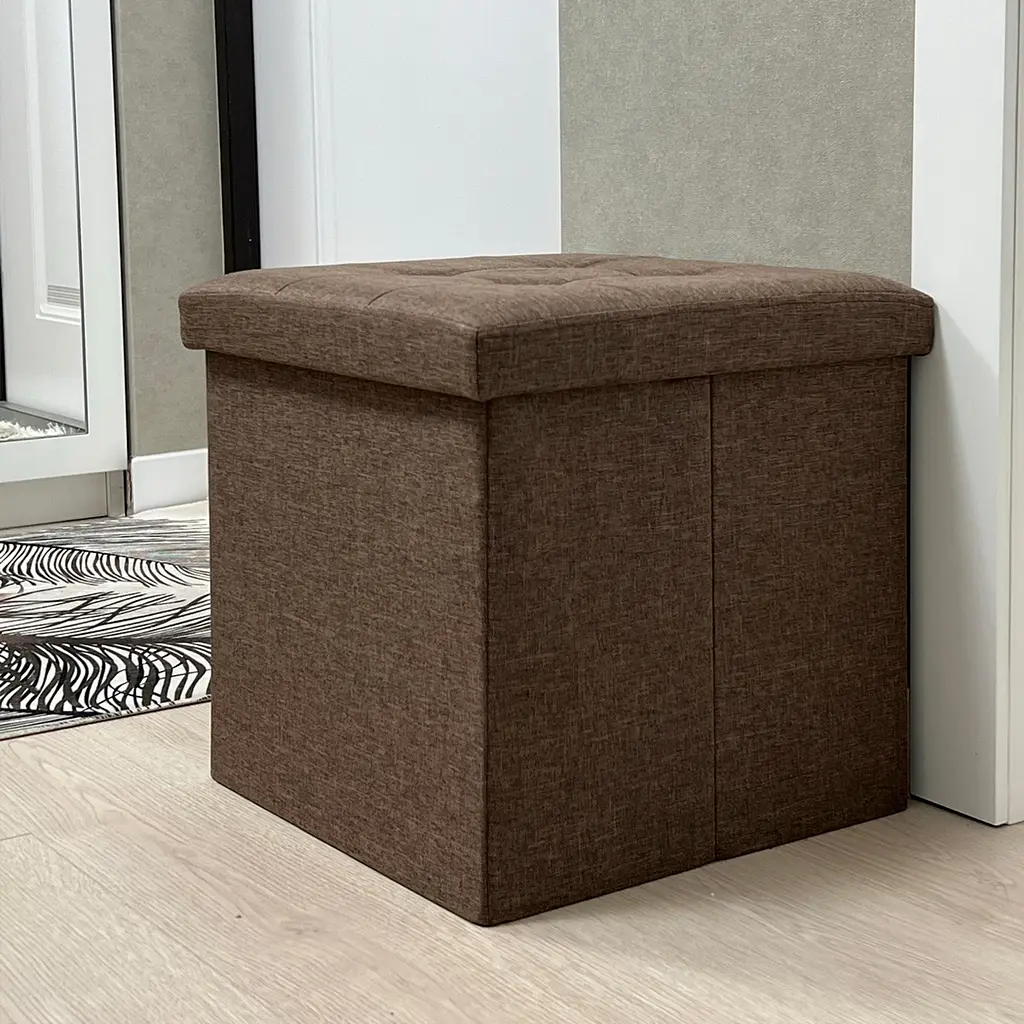 Пуф для хранения МВМ My Home 380х380х380 мм коричневый (TH-03 BROWN) - фото 3