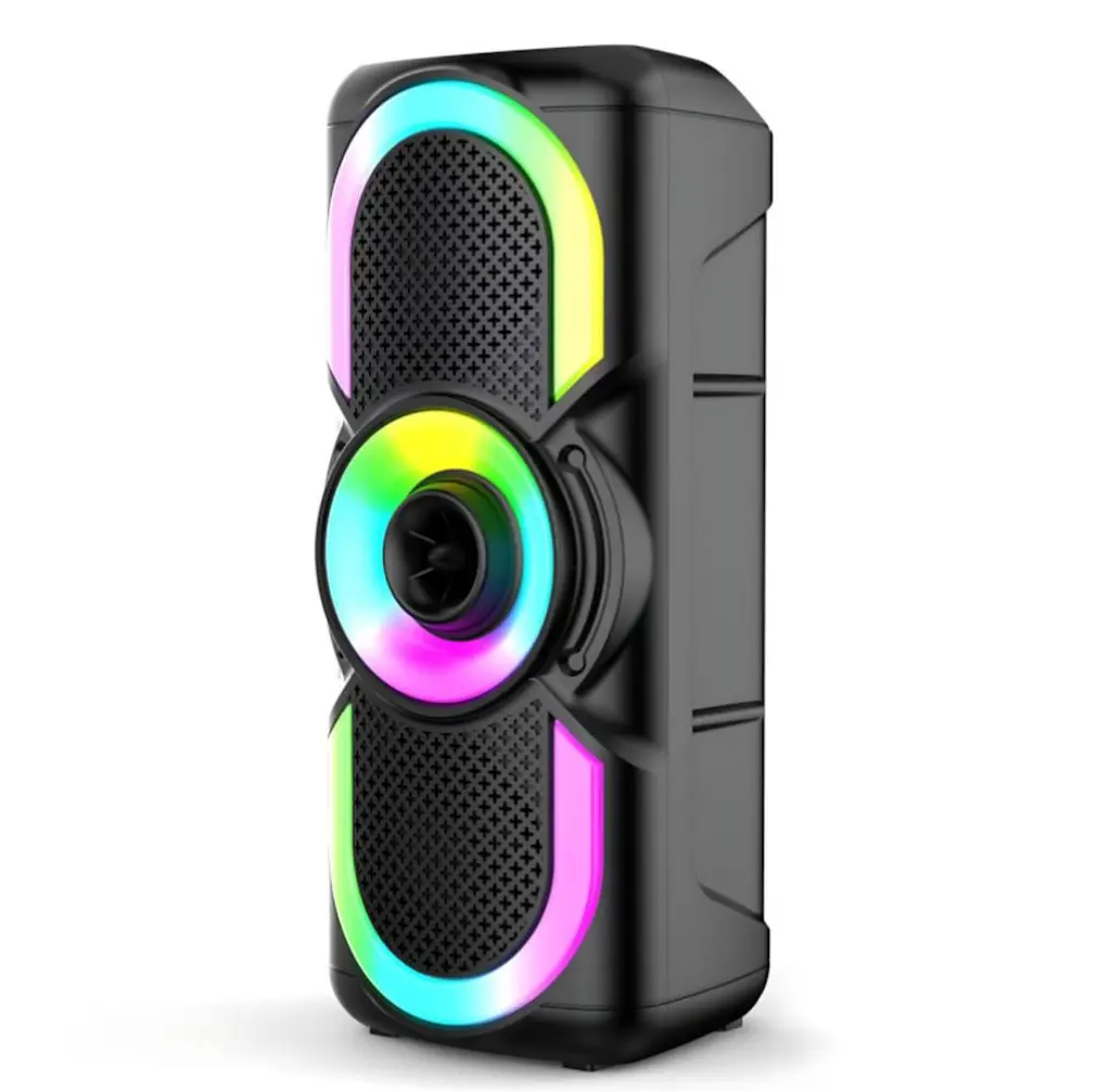Портативная Bluetooth колонка E-4203 стереозвук караоке FM-радио LED-подсветка  AUX до 4 часов автономной работы 16 Вт Черный - фото 3