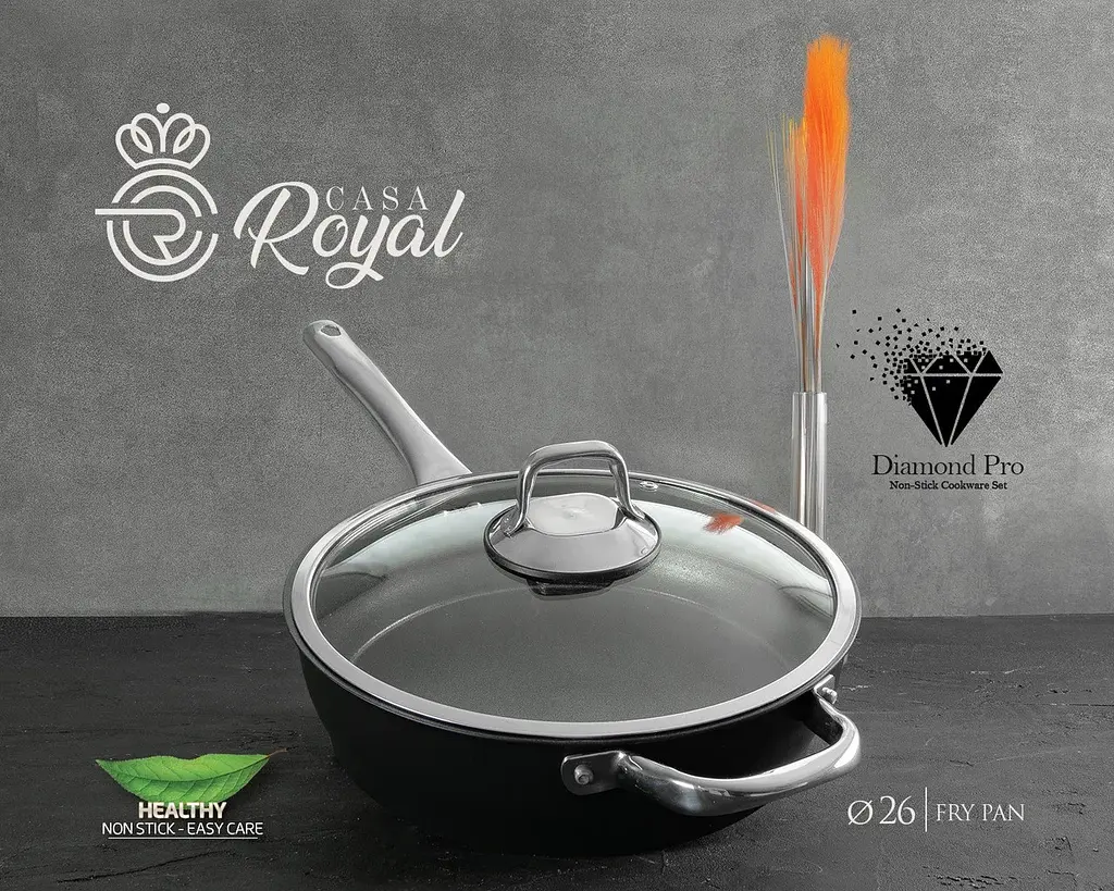 Набір посуду Casa Royal P-UKR 20100 "Greblon Diamond Pro" Black 7 предметів - фото 6