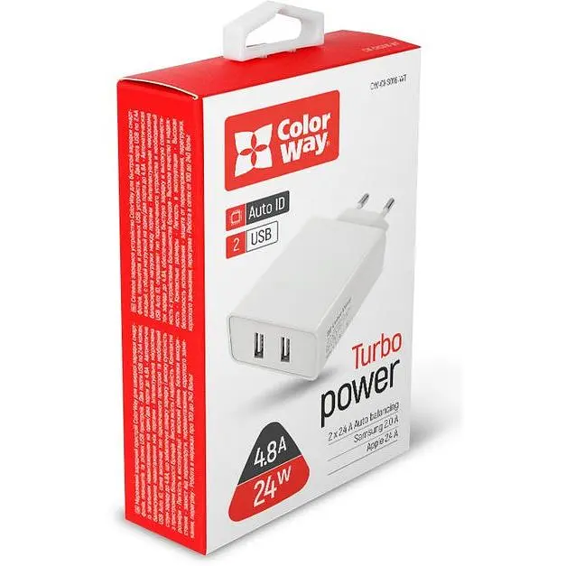 Зарядний пристрій ColorWay USB AUTO ID 4.8A 24W White (CW-CHS016-WT) - фото 7