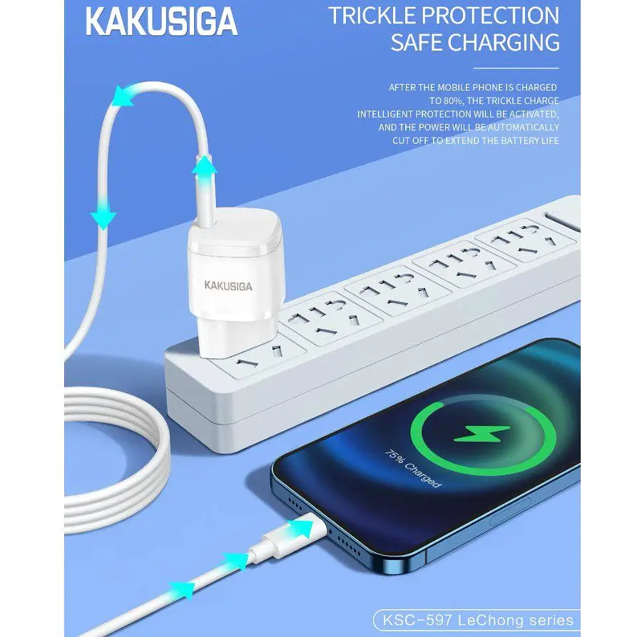 Зарядное устройство для смартфона KAKUSIGA KSC597 20 W fast charger QC3.0 + кабель 3 А - фото 2