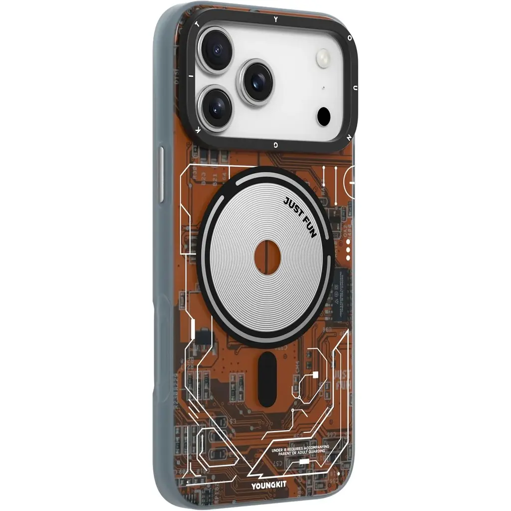 Чохол YoungKit Futuristic Circuit Board with Magnetic Ring для Apple iPhone 17 Pro Orange [168257] - фото 3