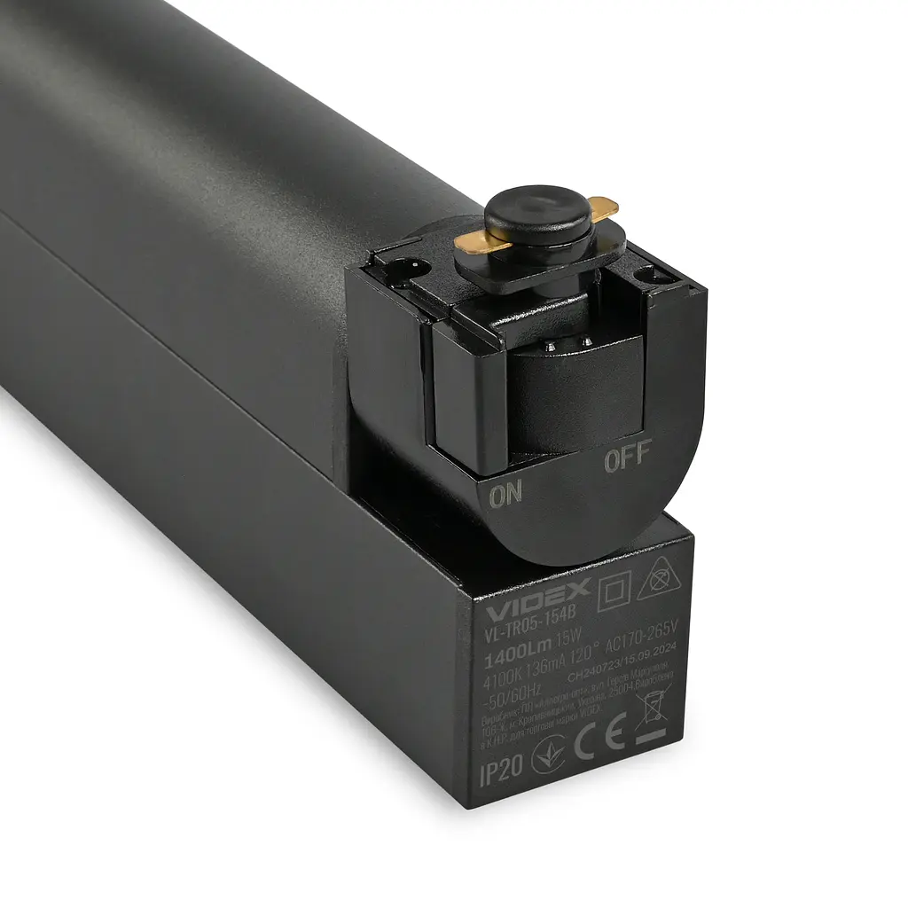 LED світильник трековий VIDEX TR05 15W 4100K 220V чорний VIDEX (28195-000) - фото 5