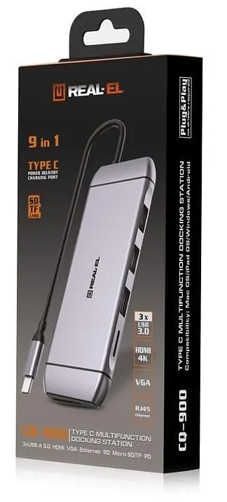 USB-Хаб Real-EL CQ-900 Space Grey UAH (EL123110003) - фото 5