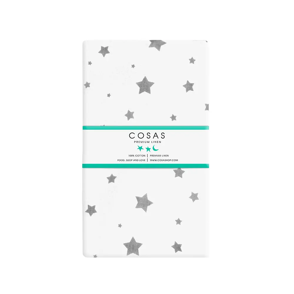 Набір простирадло на резинці Cosas Beige Star 60х120х12 см (SetSheet_Beige_StarGrey_120x60) - фото 2