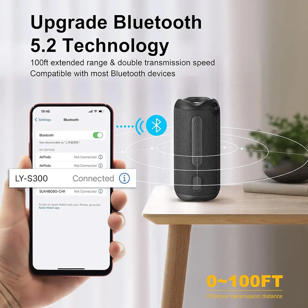 Портативний Bluetooth-динамік Linkyou - Удосконалені бездротові стереозвукові динаміки з 24-годинним часом відтворення, IPX7 - фото 5