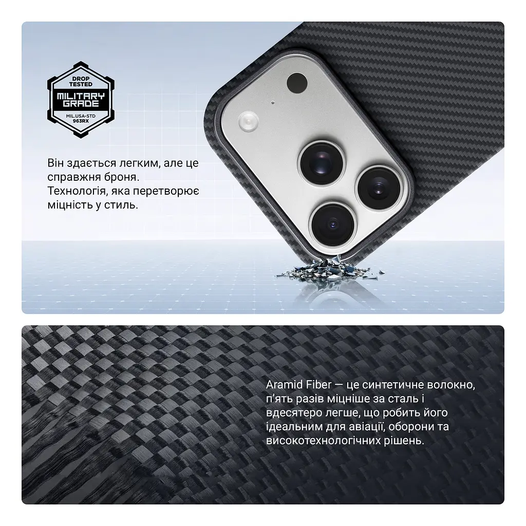 Чехол ArmorStandart BlackIcon Aramid Twill MagCase для Apple iPhone 17 Pro Black (ARM90149) - фото 4