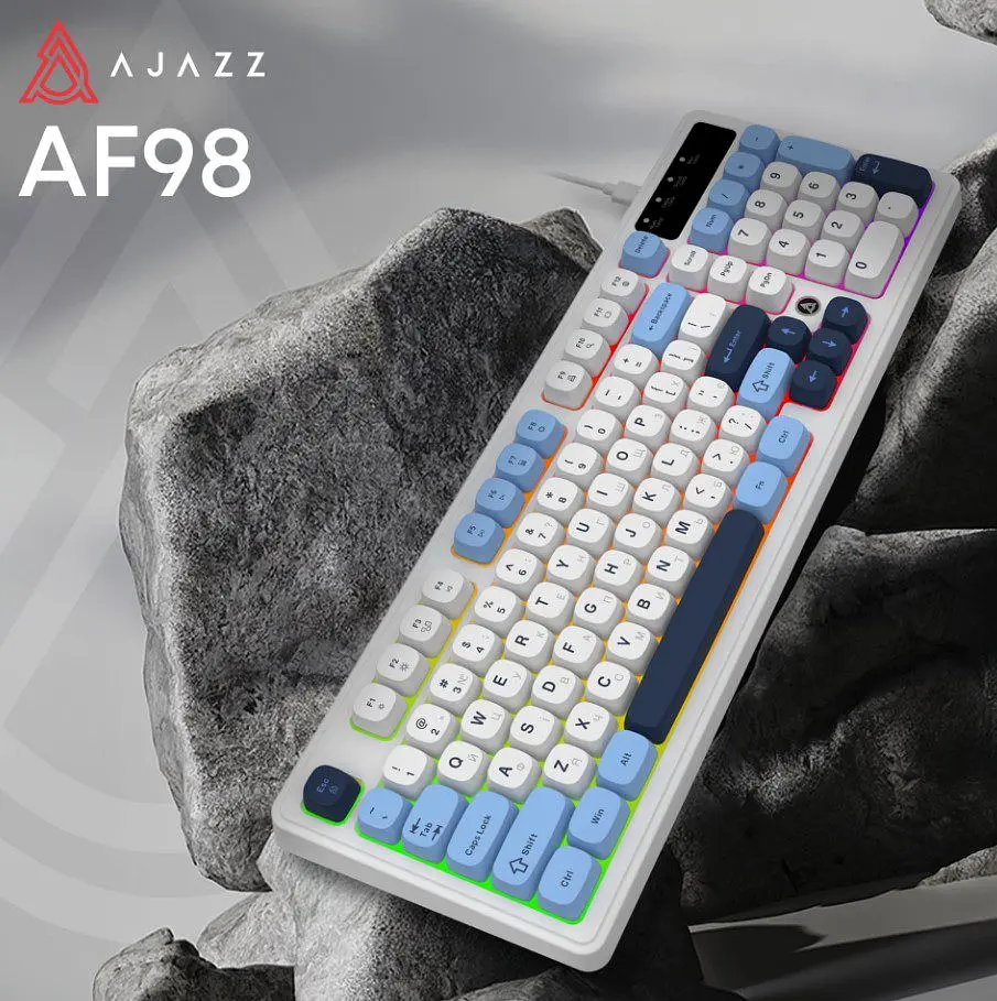 Клавіатура ігрова дротова Ajazz AF-GB-98 USB White-Blue - фото 5