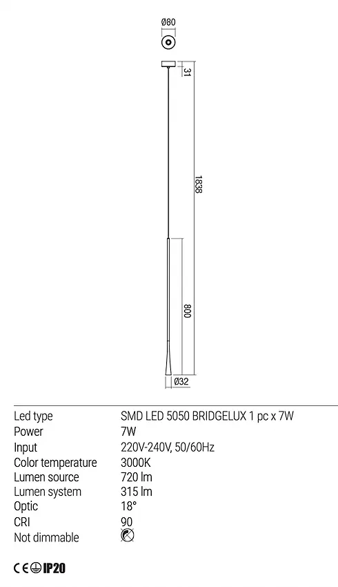 Подвесной светильник Redo ITO SU LED 800 7W 3000K WH (5.1.2) 01-1759 - фото 3