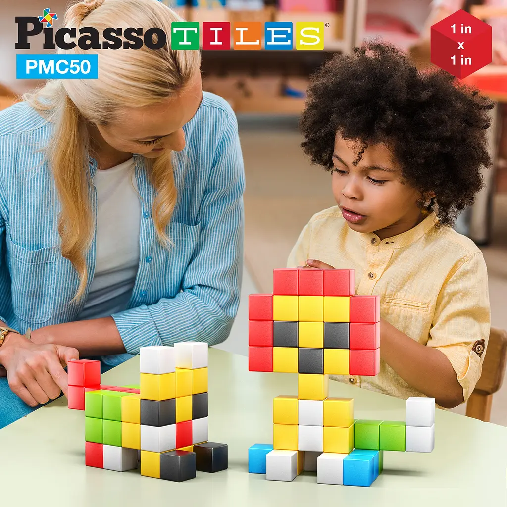 Конструктор магнитный Picasso Tiles Building Cubes 50 деталей (PMC50) - фото 9