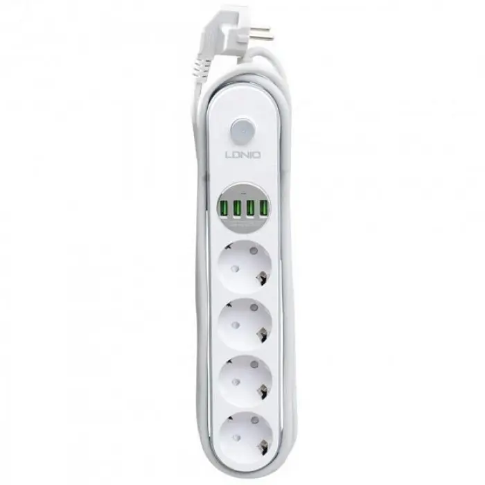 Сетевой удлинитель LDNIO SE4432 на 4 розетки 4 USB 2м Белый - фото 2