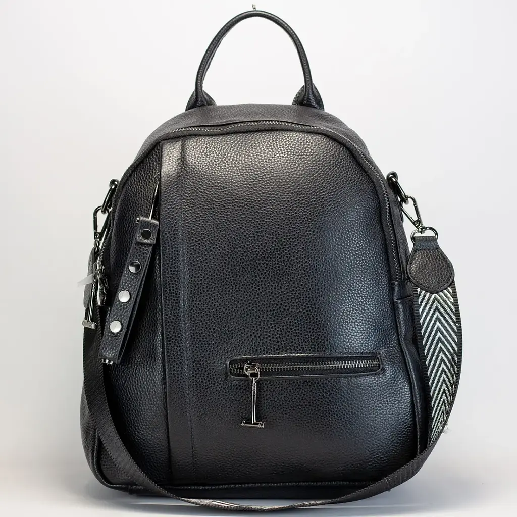 Жіночий шкіряний рюкзак міський чорний 73590 Tiding Bag - фото 3