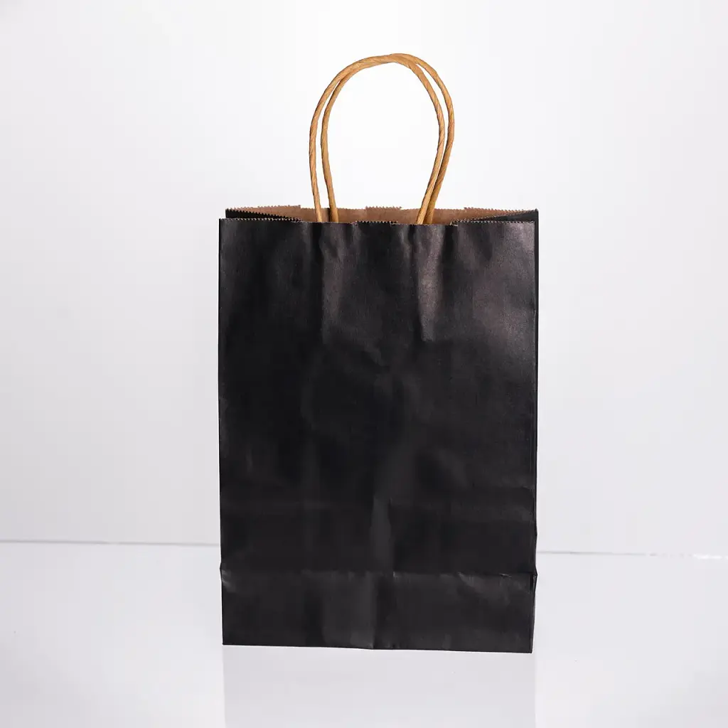 Подарунковий пакет Yiwu крафтовий 15x8x21 см 12 штук в упаковцічорний HP-10359-5B - фото 2