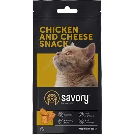 Хрустящие лакомства Savory Snack Подушечки для прихотливых кошек с курицей и сыром 60 г - фото 4