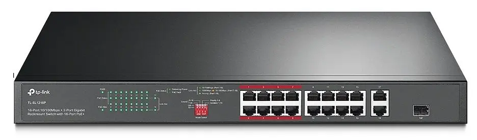 Коммутатор TL-SL1218P 16xFE (16xPoE), 2xSFP, 150Вт, Неуправляемый TP-Link teh0018150 - фото 2