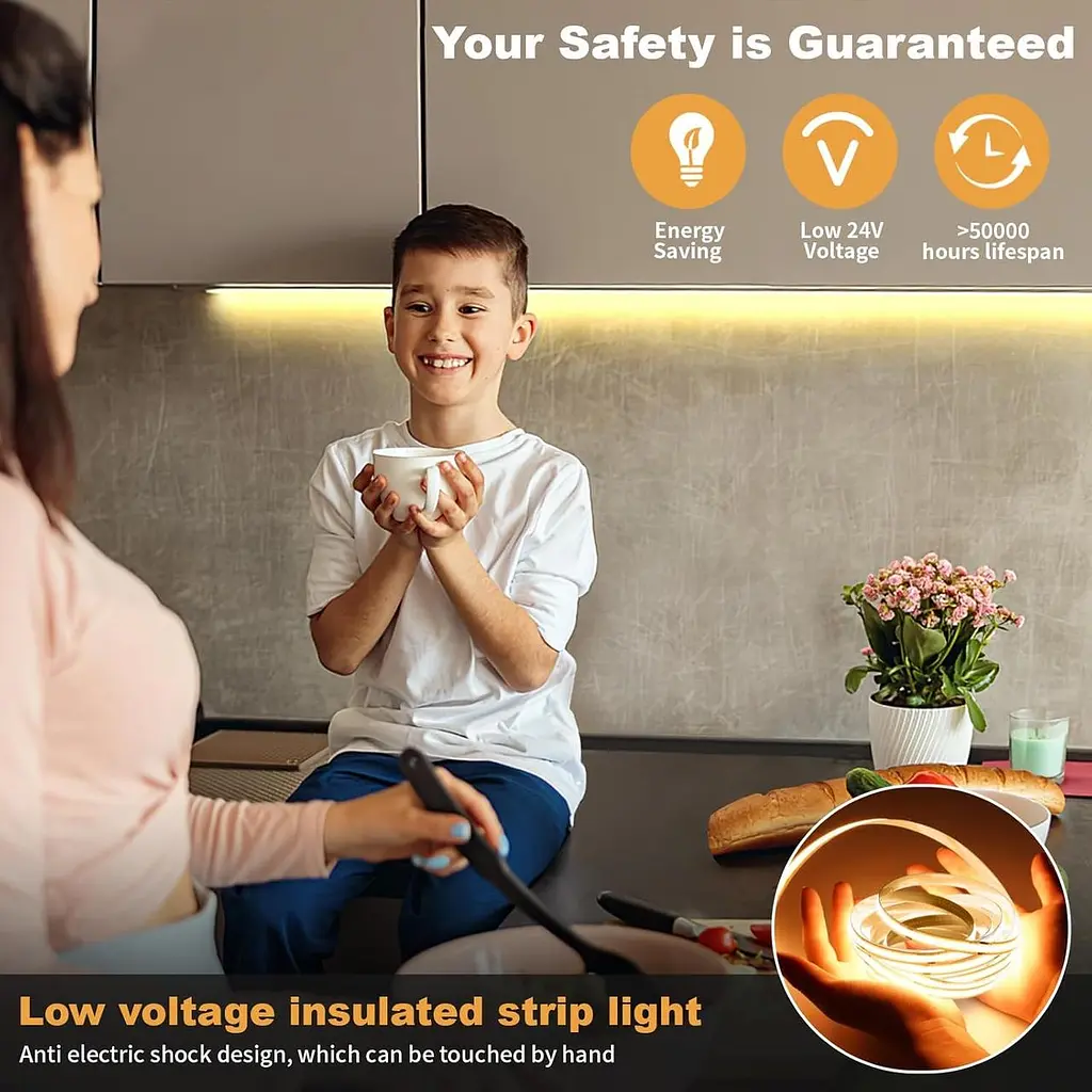 Світлодіодна стрічка Cob LED Strip Light 10 м з таймером, затемнювані стрічкові світильники з радіочастотним пультом дистанційного - фото 2