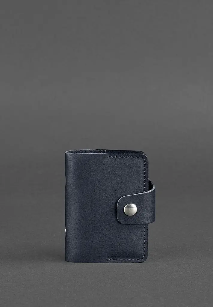 Кожаный кард-кейс 7.1 (Книжечка) темно-синий - фото 2