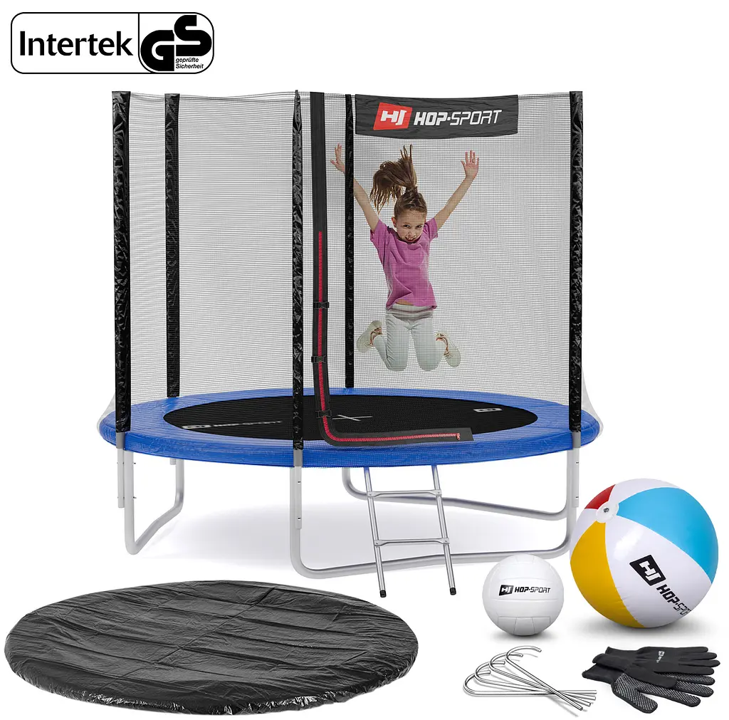 Батут Hop-Sport 8ft (244см) синій з зовнішньою сіткою - фото 2