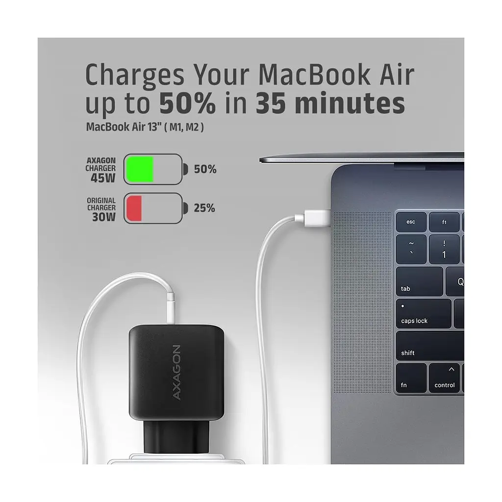 Зарядний пристрій AXAGON 1xUSB QC4.0 + 1xUSB-C PD45W PPS black (ACU-PQ45) - фото 9