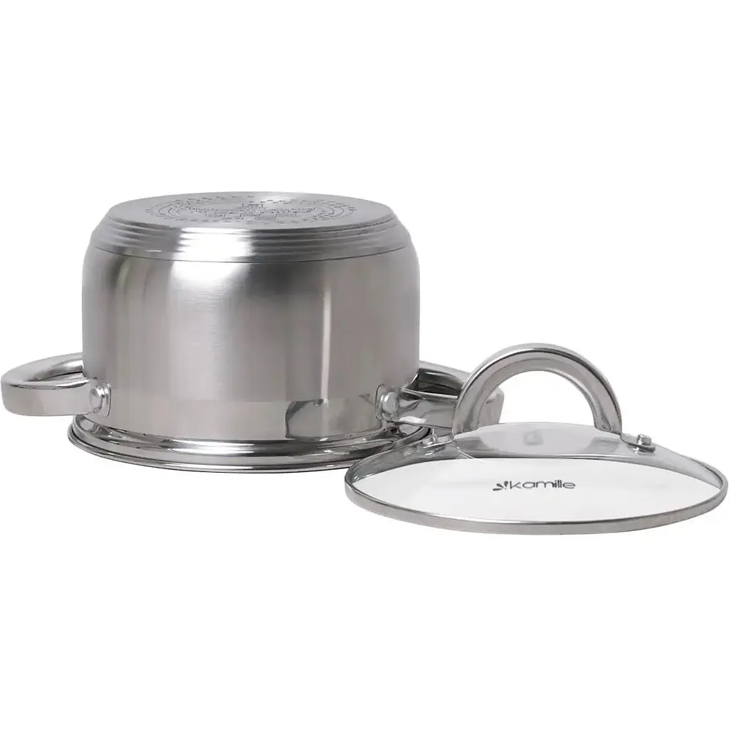 Кастрюля Kamille нержавеющая сталь с крышкой и полыми ручками 2.1 л (KM-5616S) - фото 3