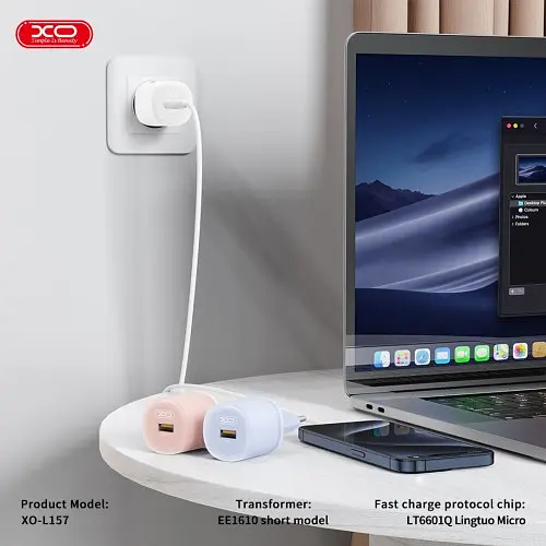Сітчастий зарядний пристрій XO L157(EU) QC3.0 18W Charging Charger with Micro cable (NB103) білий - фото 2