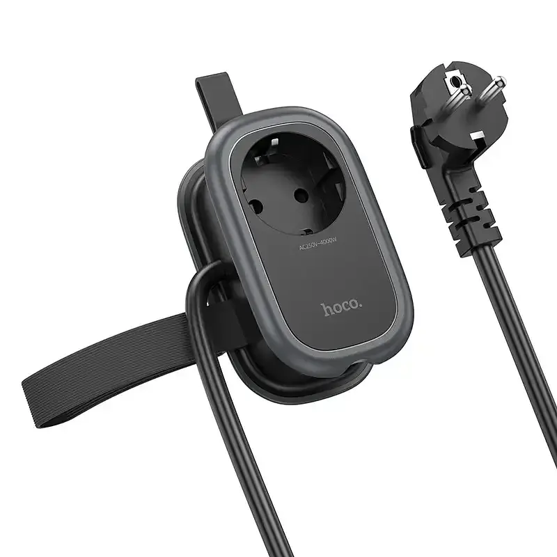 Мережевий подовжувач Hoco NS7 Sharp 1 position (PD20W/1C2A) Desktop Socket Black - фото 3
