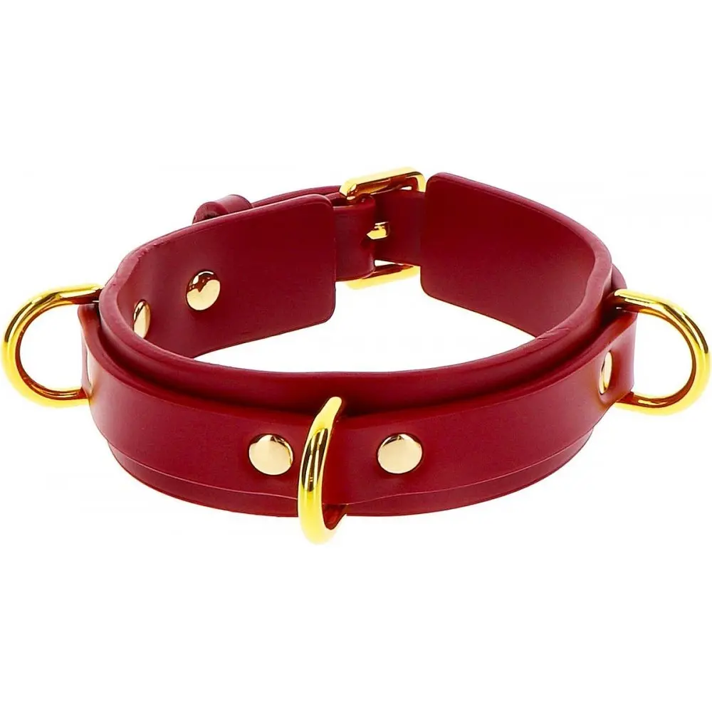 BDSM набір Taboom D-Ring Collar and Wrist Cuffs (червоний) - фото 5