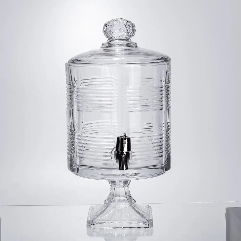 Лимонадница с краном на подставке стеклянная 4.5 л 39 см Прозрачный Yiwu HP-19-2 - фото 6